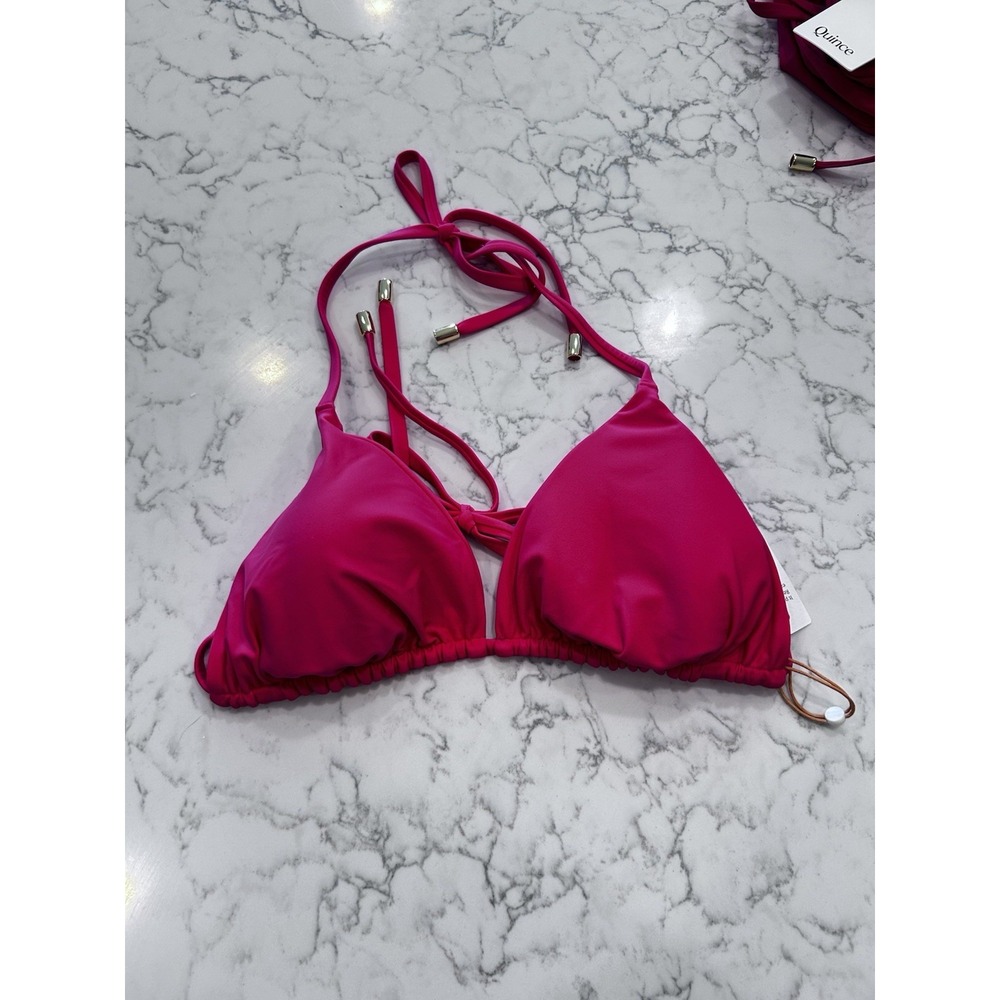 NWT Quince Magenta Italian Triangle Bikini Top Size Large